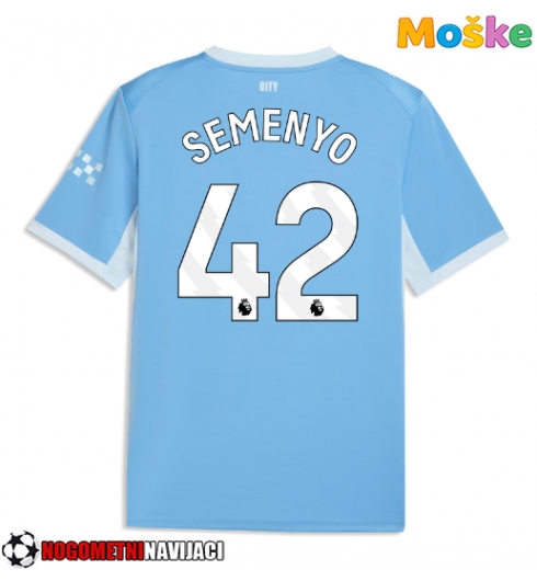 Moške Nogometnih dresov Manchester City Antoine Semenyo #42 Domači 2026-27 Kratki rokavi Moške Nogometnih dresov Manchester City Antoine Semenyo #42 Domači 2026-27 Kratki rokavi